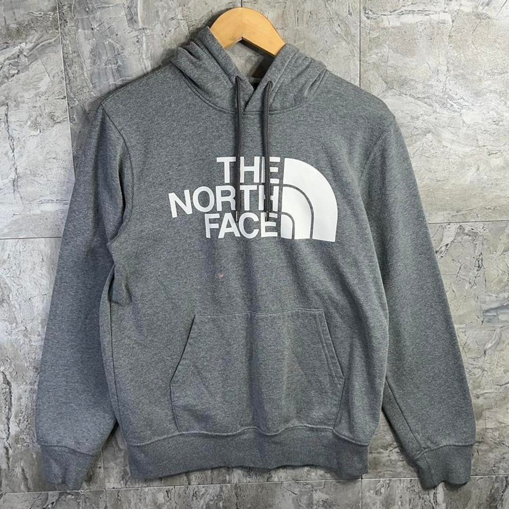 Grey and White The North Face hoodie Men's Small